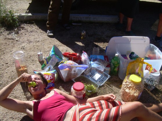 I find an amazing cache of trail magic at Rainy Pass, mile 2,593 on the PCT. At this point you really can eat whatever you want.