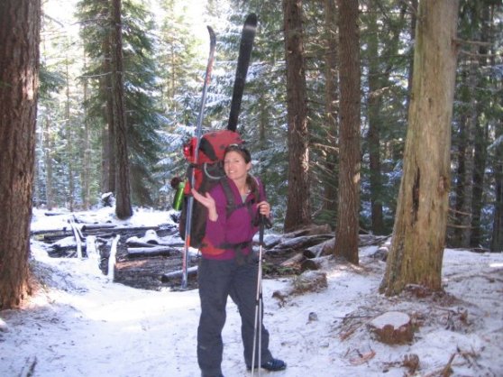 2010 was a low snow year...my pack was much heaver as we hiked half way into Tilly Jane hut on the east side of Mt. Hood.