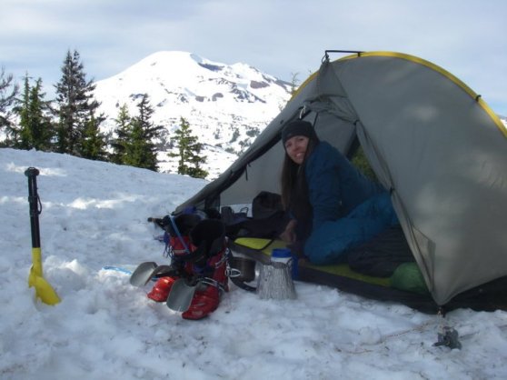 Here we are camping on LaConte Crater (think the volcanic cone on the PCT right at South Sister) in JULY 2011.